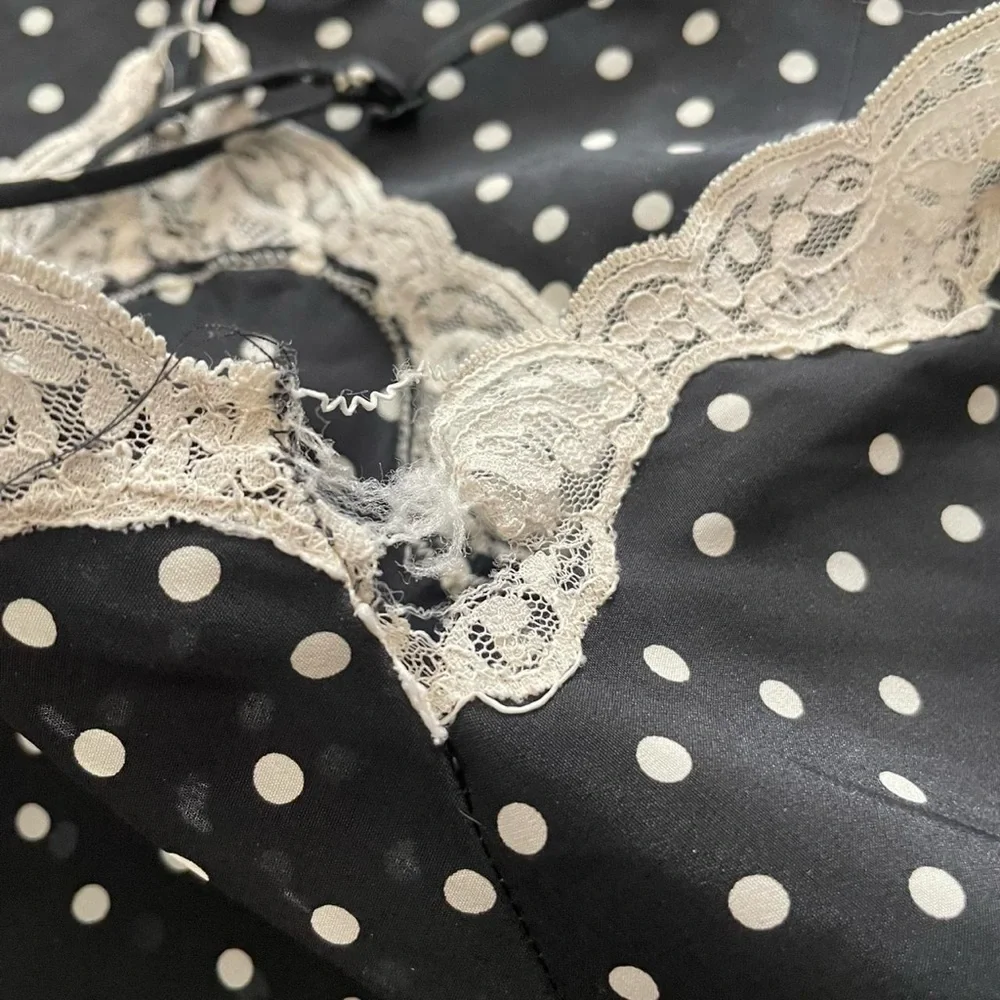 Vintage Victoria's Secret Gold Label Black & White Polka Dot Slip Dress - Picture 3 of 4